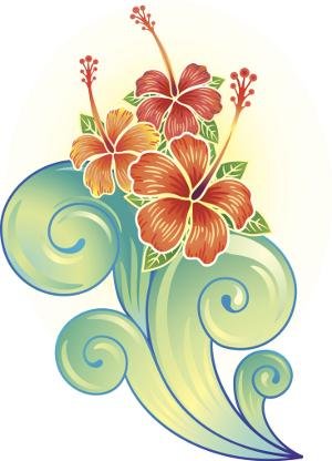 hibiscus and wave design