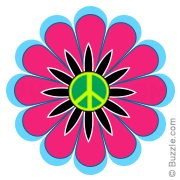 Peace sign with pink flower