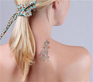 Tattoo on female neck