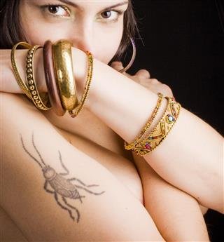 Attractive woman with tattoo