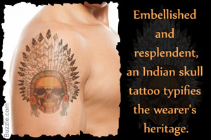 Indian skull tattoo on shoulder